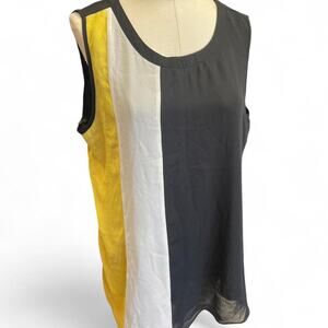 Ashley stewart yellow and black blouse